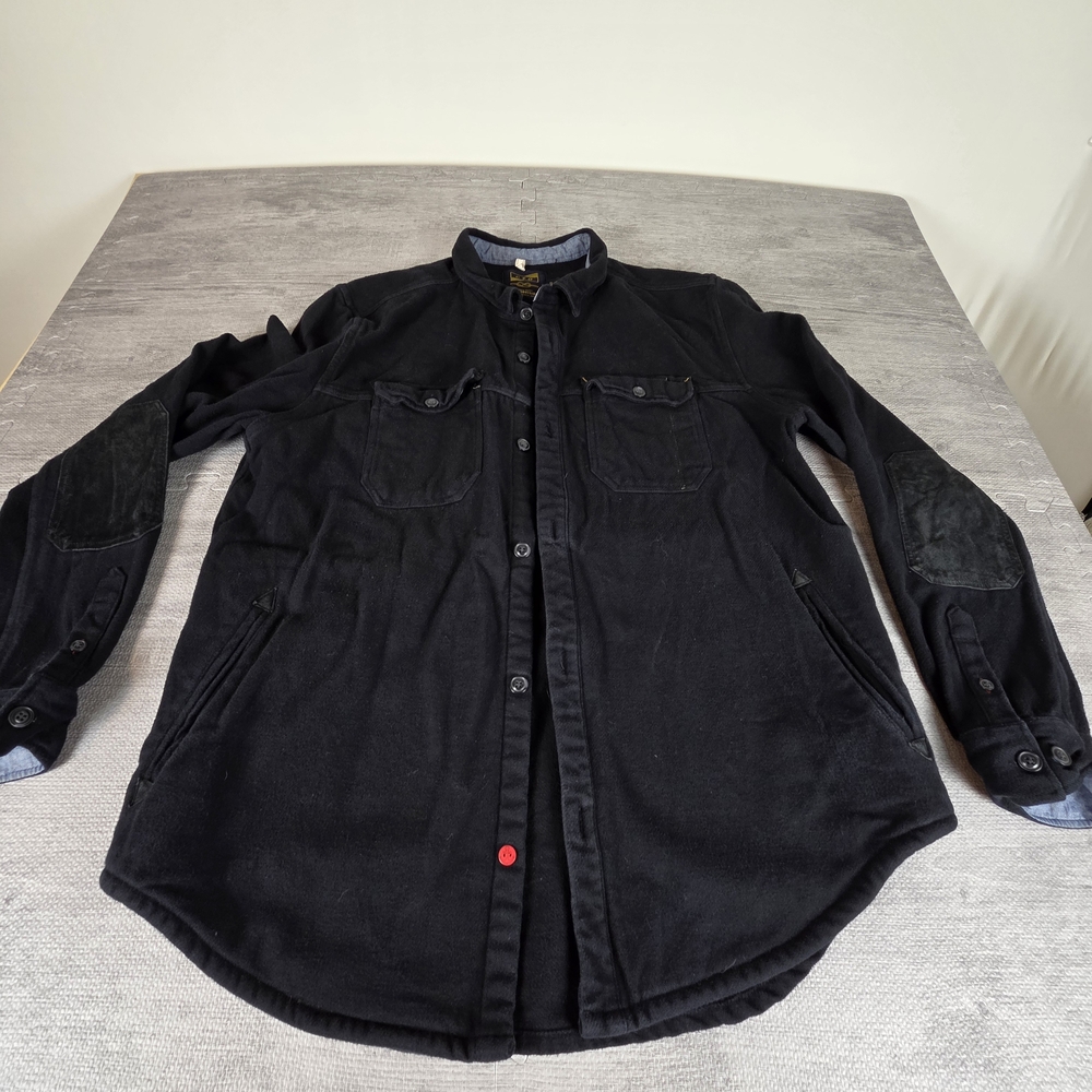 CPO Provisions Heavyweight Chore Coat Barn Jacket Black XL Leather Elbow Patches